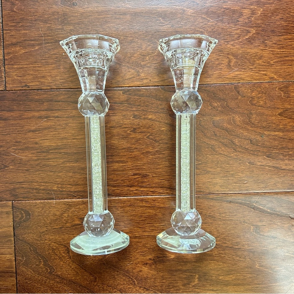 Glass candlestick holders